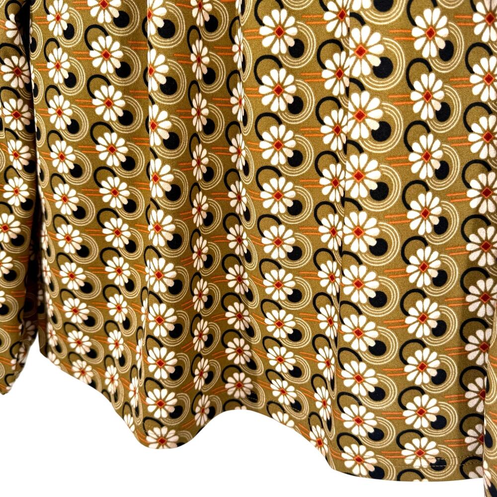 MELLODAY Sz Small Floral Daisies Mustard Yellow Blouse Shirt Top Artsy Summer - Picture 6 of 8